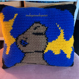 Gold & Royal Blue Afro Throw Pillow (Made To Order)