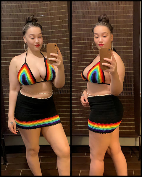 Black Rainbow Skirt Set (Size M)