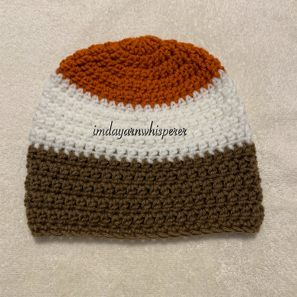 Autumn/White/Brown Colorblock Adult Beanie (Unisex)