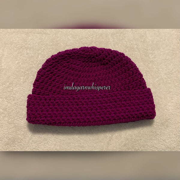 Raspberry Fold Over Adult Beanie (Unisex)