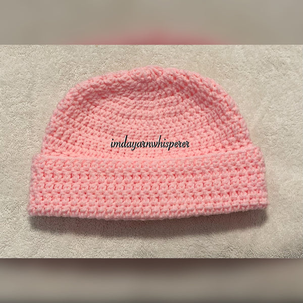 Light Pink Fold Over Adult Beanie (Unisex)