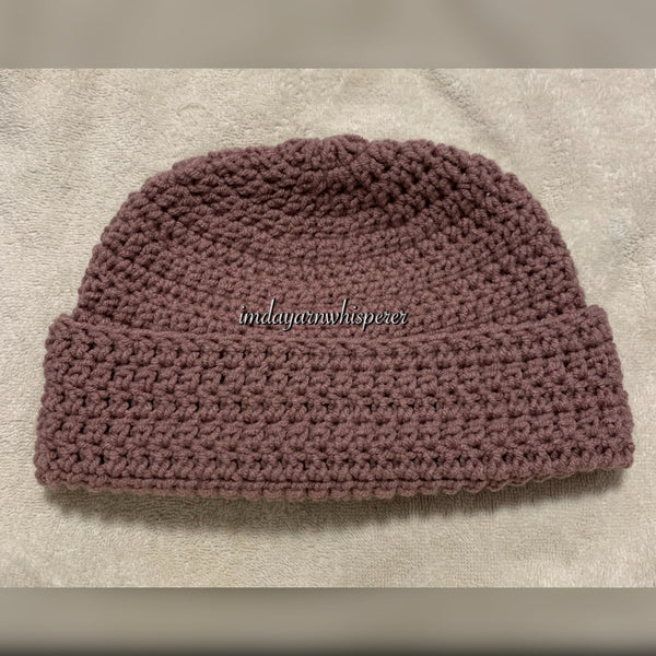 Mauve Fold Over Adult Beanie (Unisex)