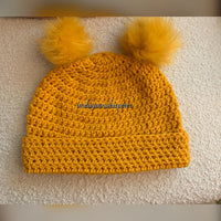 Gold Double Pom Adult Beanie (Unisex)