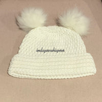 White Double Pom Adult Beanie (Unisex)