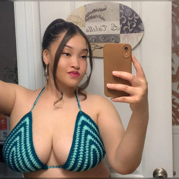 Mint/Teal Striped Bralette (C/D Cup)