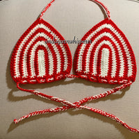 Cherry Red/White Striped Bralette (C/D Cup)