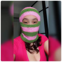 Pink/Green Striped Ski Mask (Unisex)