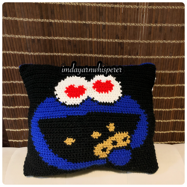 Cookie Monster Heart Eyes Throw Pillow