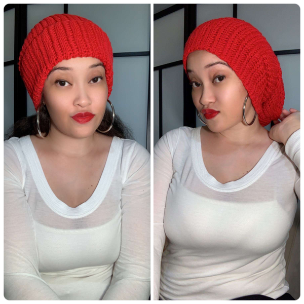 Red Adult Slouch Beanie