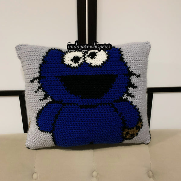 Cookie Monster x Hello Kitty Throw Pillow